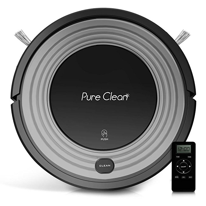 Automatic Programmable Robot Vacuum Cleaner - Robotic Auto Home Cleaning for Clean Carpet Hardwood Floor w/Self Activation and Charge Dock - HEPA Pet Hair & Allergies Friendly - PureClean PUCRC96B