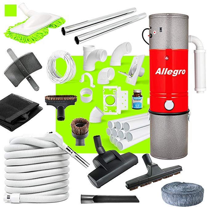 Allegro Central Vacuum Complete Air Package with Unit 3 Inlet Kit & 80 ft Pipe