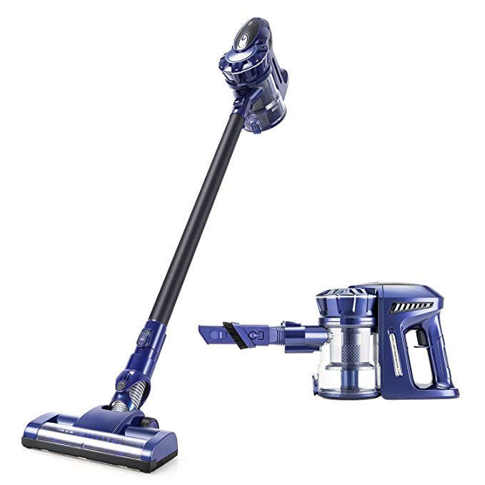PUPPYOO Cordless Vacuum Cleaner, 2-in-1 Stick & Handheld Vacuum, 120W Powerful Suction Bagless and Lightweight, Equipped with Wall Bracket for Easy Home Cleaning