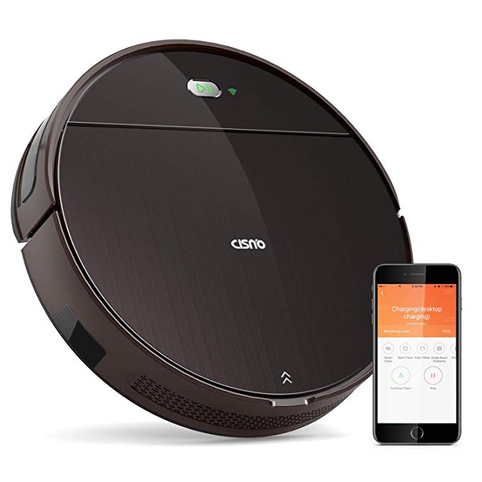 CISNO Robot Vacuum Cleaner with Mopping System, Robotic Vacuum with Wi-Fi Connectivity, Works with Alexa & Google Home, Powerful Suction, Slim & Quiet, Good for Pet Hair, Thin Carpets and Hard Floors