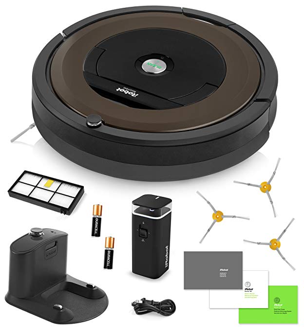 iRobot Roomba 890 Vacuum Cleaning Robot + Dual Mode Virtual Wall Barrier (Batteries) + 3 Extra Side Brushes + Extra High Efficiency Filter + More